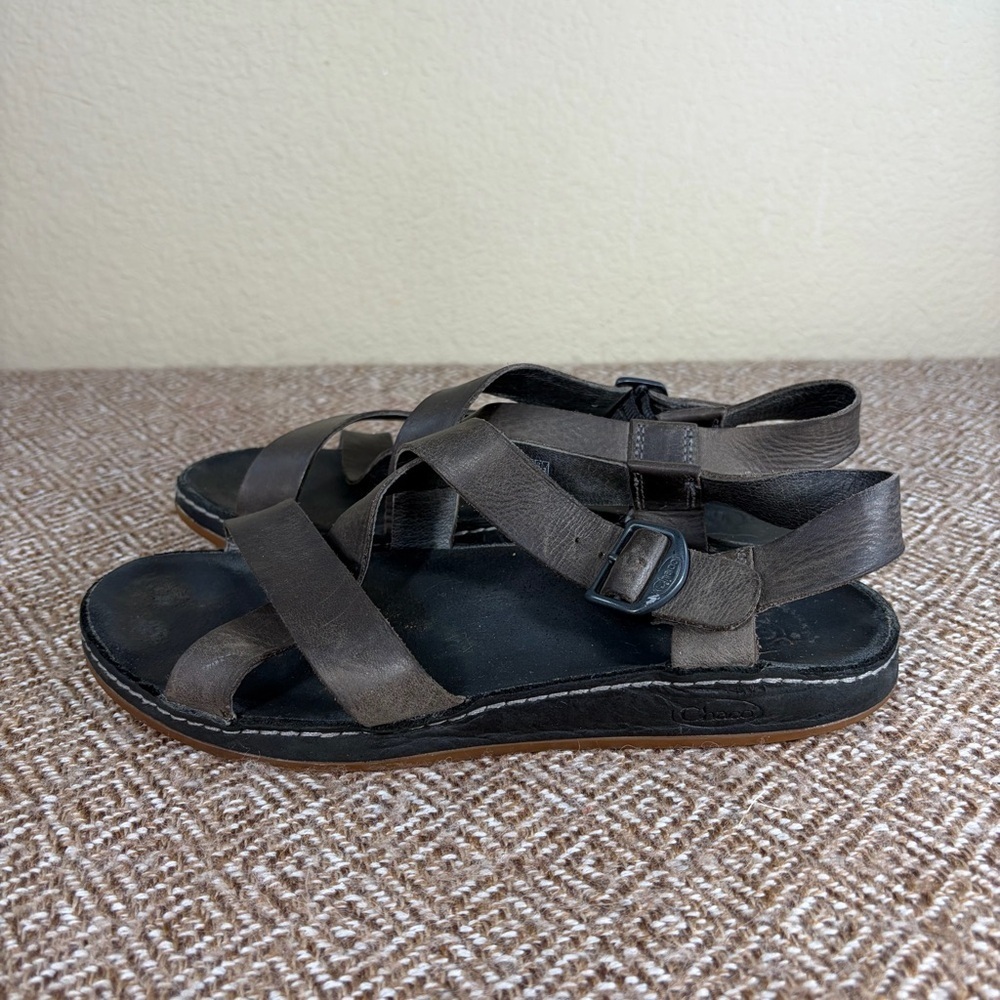 Chaco Wayfarer Tornado Strappy Sandals Gray Leather Womens Sz 8 Casual Outdoor - Picture 3 of 8